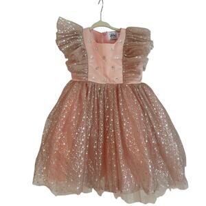 Lola + The Boys | Shimmer Crystal Stars Tulle Dress Pink Size 2 Princess Whimsy